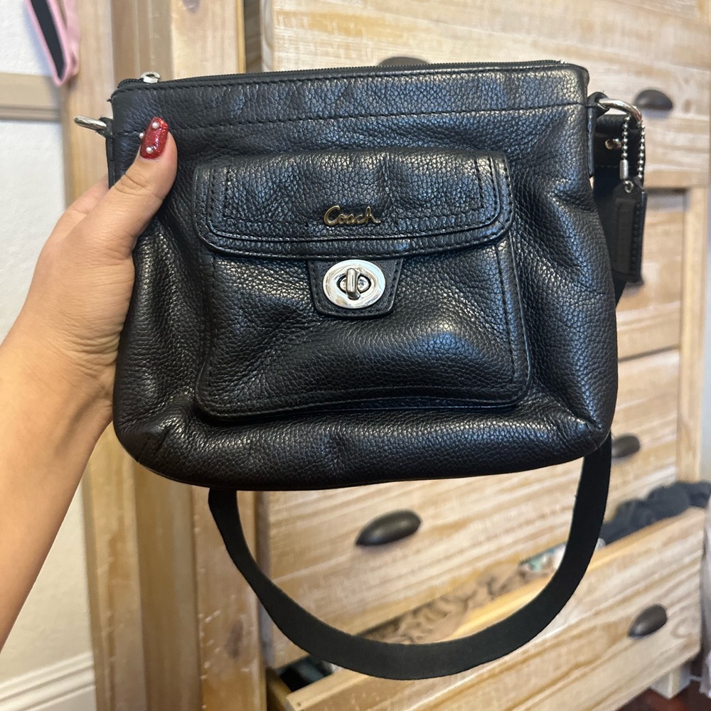 Coach black small leather purse